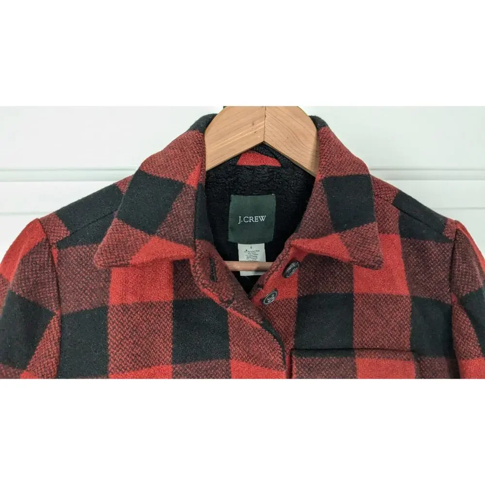 J. Crew Plaid Sherpa Lined Wool Blend Coat